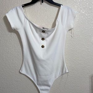 off the shoulder button up bodysuit